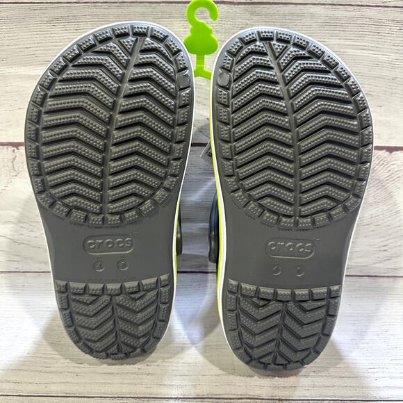 Crocs Bayaband Clogs Unisex Gray w/Lime Green Stripe Beach Summer Casual Shoes - Picture 6 of 6